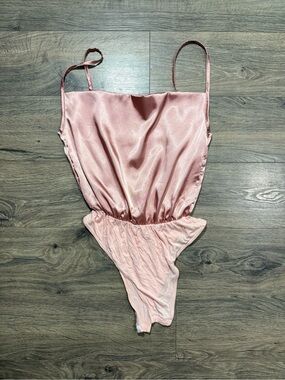 NastyGal Pink Satin Bodysuit